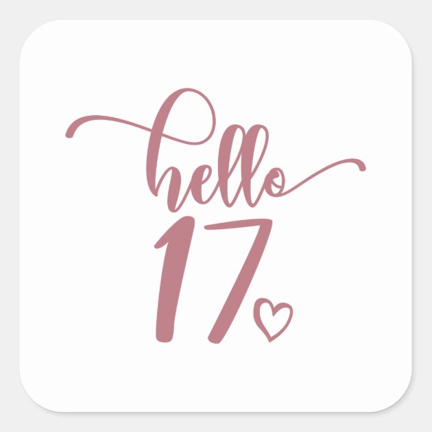 17th Birthday Women Hello 17 Cute 17 Years Old Square Sticker